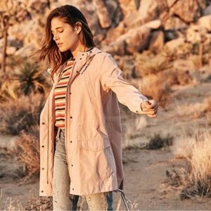 Marine Layer raincoat blush Pink Utility Jacket hooded full zipper size L